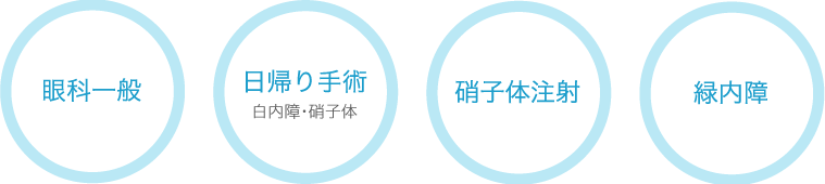 眼科一般・白内障日帰り手術・硝子体日帰り手術・硝子体注射・緑内障